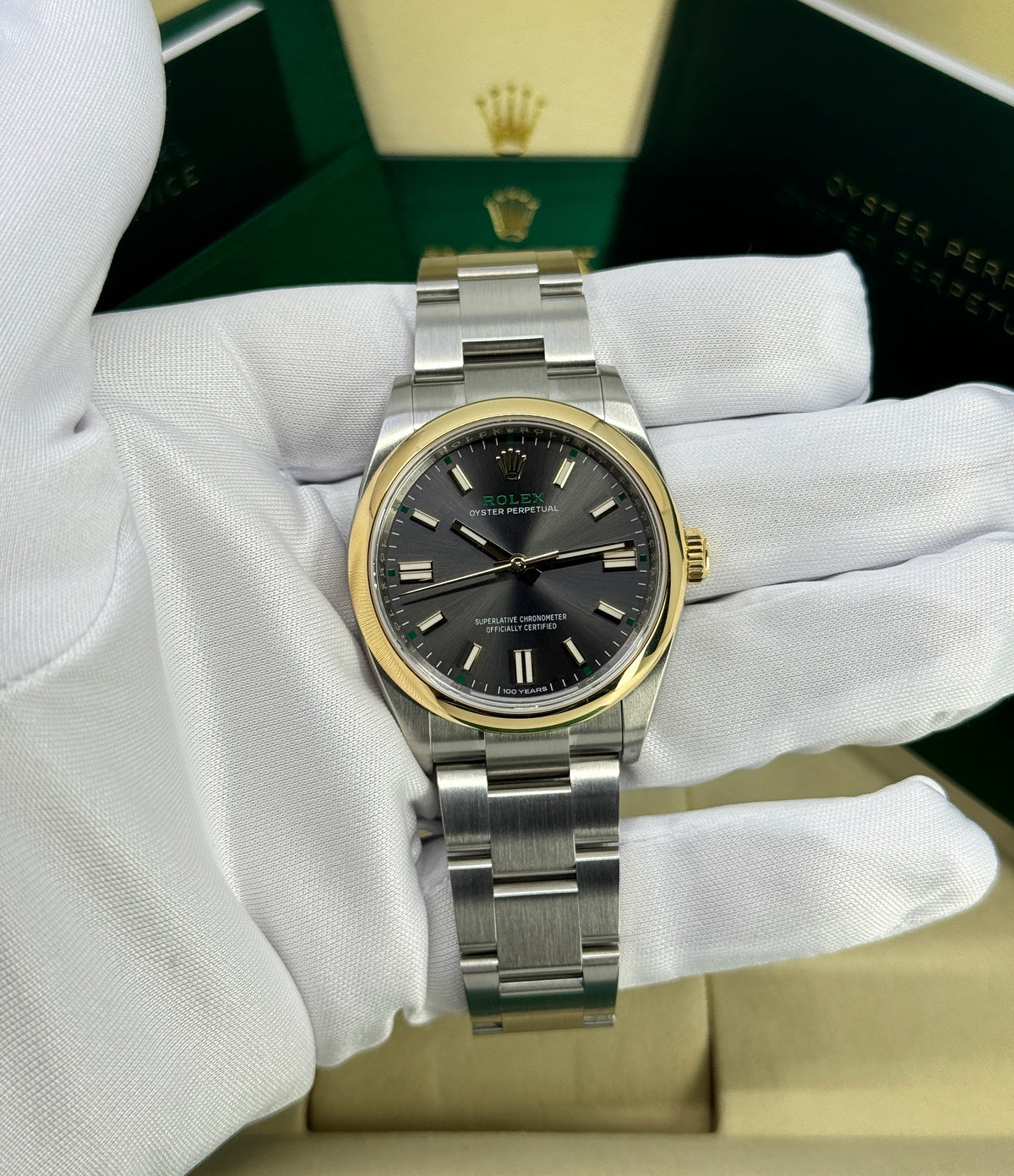 Rolex Oyster Perpetual 36mm, 18k YG/SS, 100th Anniversary Edition, Slate, Ref# 126003-0001, dated 2026