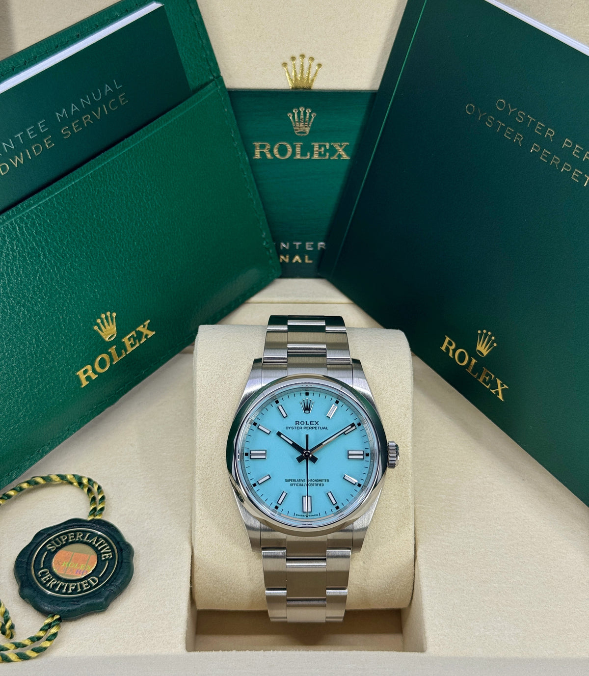 Rolex Oyster Perpetual 36mm, Stainless Steel, Turquoise, Ref# 126000-0006, dated 2026