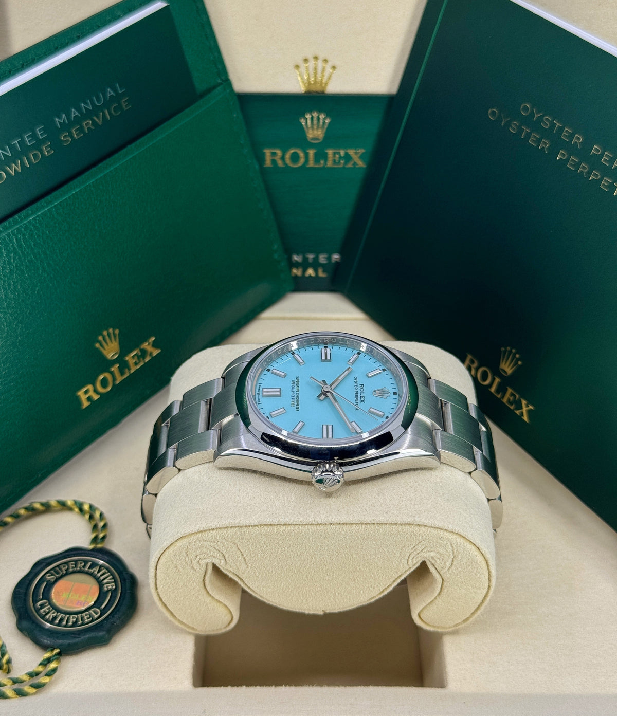 Rolex Oyster Perpetual 36mm, Stainless Steel, Turquoise, Ref# 126000-0006, dated 2026