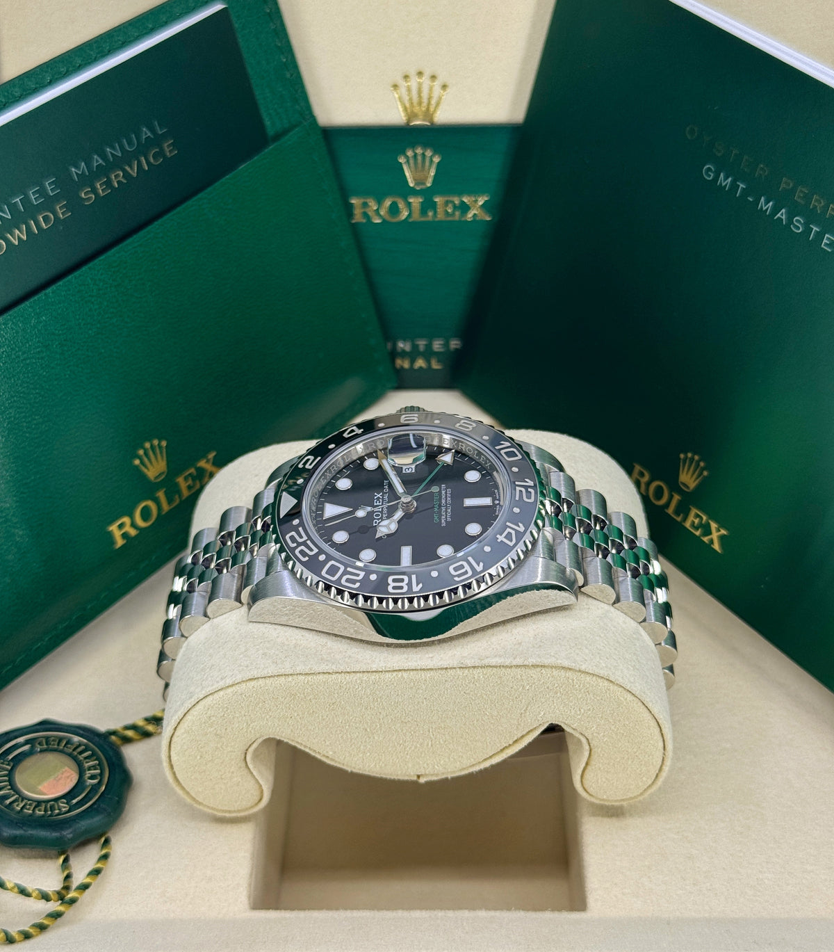 Rolex GMT-Master II 40mm, Stainless Steel, Bruce Wayne, Jubilee, Ref# 126710GRNR-0003, dated 2026