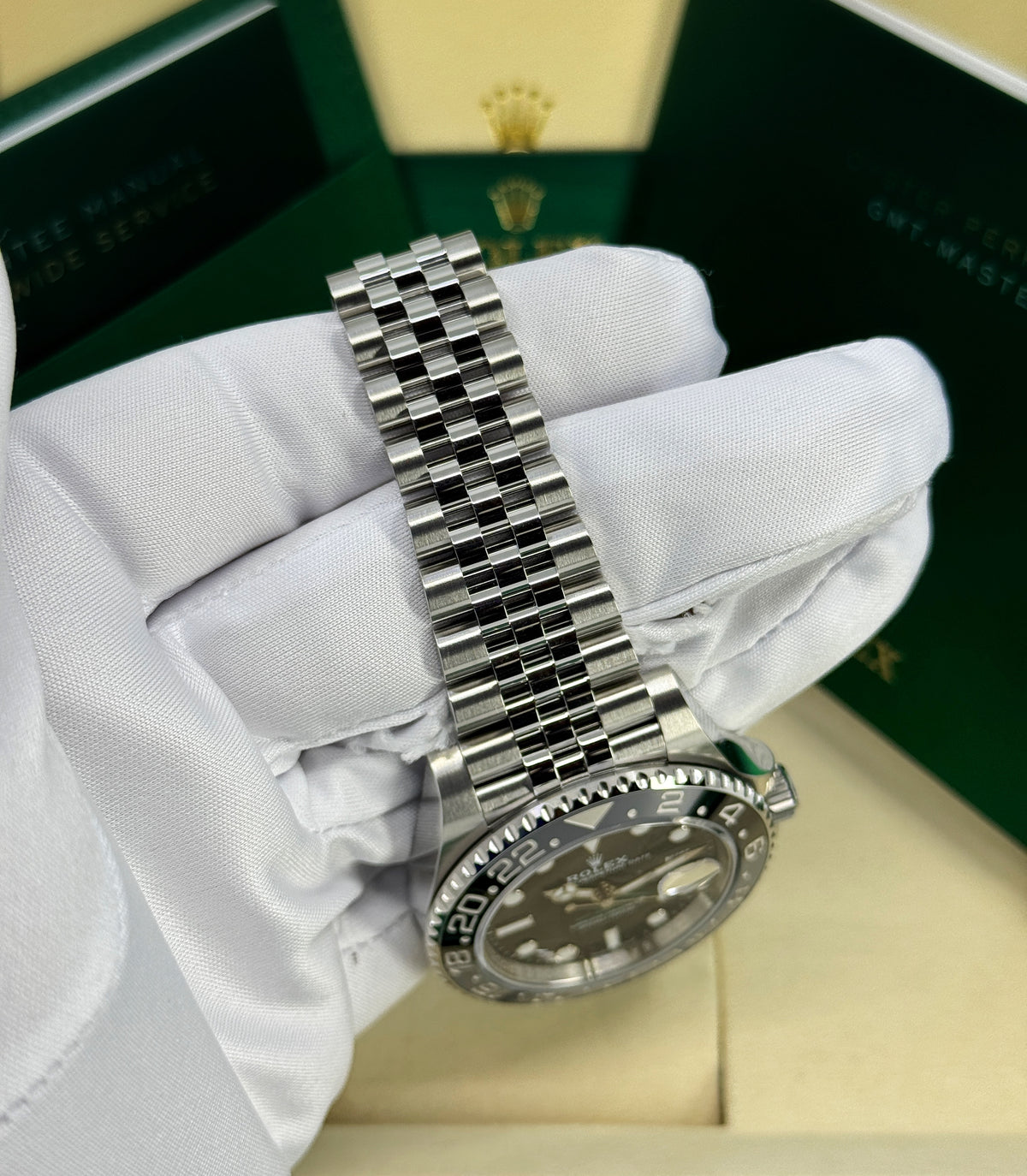 Rolex GMT-Master II 40mm, Stainless Steel, Bruce Wayne, Jubilee, Ref# 126710GRNR-0003, dated 2026
