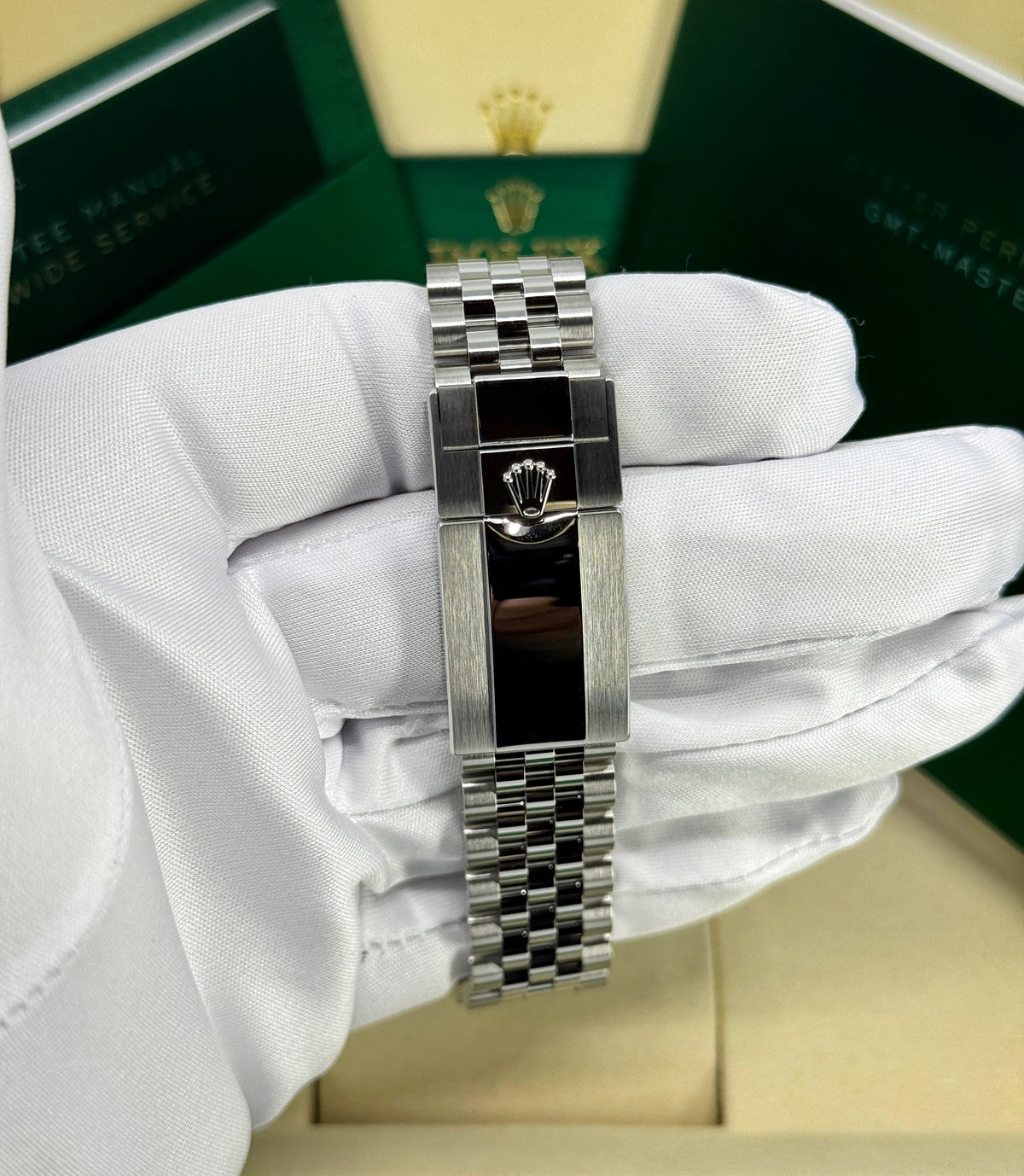 Rolex GMT-Master II 40mm, Stainless Steel, Bruce Wayne, Jubilee, Ref# 126710GRNR-0003, dated 2026