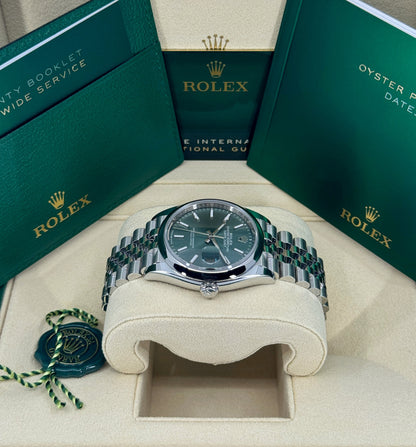 Rolex Datejust 36mm, Stainless Steel, Green, Jubilee, Ref# 126200-0023, dated 2026