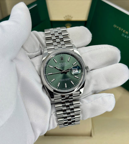 Rolex Datejust 36mm, Stainless Steel, Green, Jubilee, Ref# 126200-0023, dated 2025