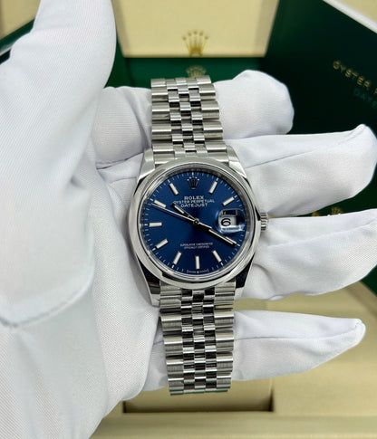 Rolex Datejust 36mm, Stainless Steel, Blue, Jubilee, Ref# 126200-0005, dated 2026