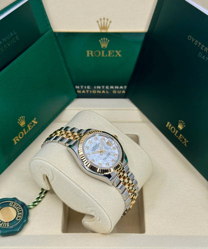 Rolex Lady-Datejust 28mm, 18k YG & Stainless Steel, Mother of Pearl Diamond, Jubilee, Ref# 279173-0013, dated 2026