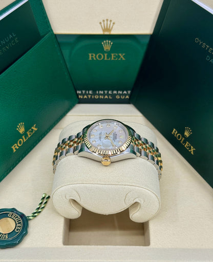 Rolex Lady-Datejust 28mm, 18k YG & Stainless Steel, Mother of Pearl Diamond, Jubilee, Ref# 279173-0013, dated 2026