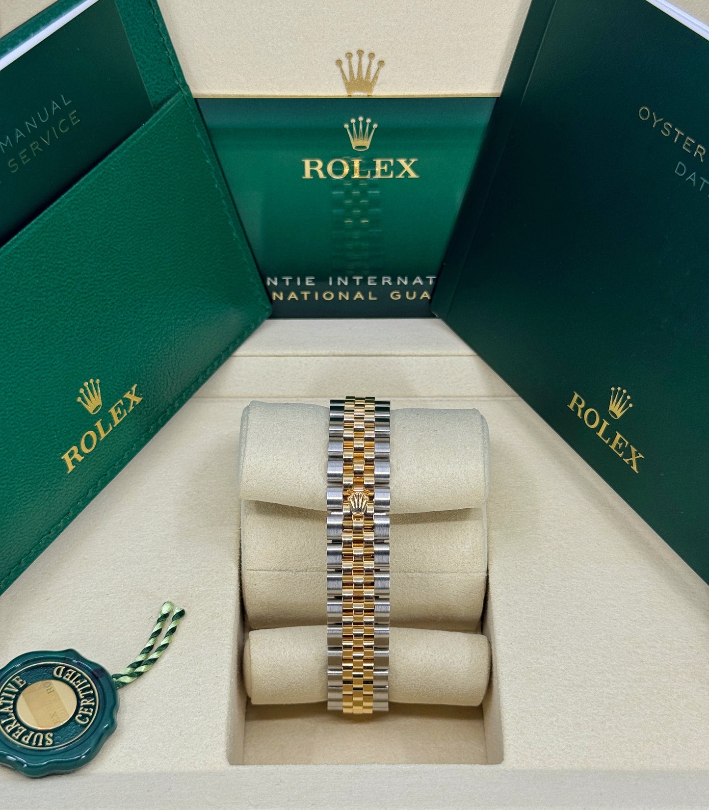 Rolex Lady-Datejust 28mm, 18k YG & Stainless Steel, Mother of Pearl Diamond, Jubilee, Ref# 279173-0013, dated 2025