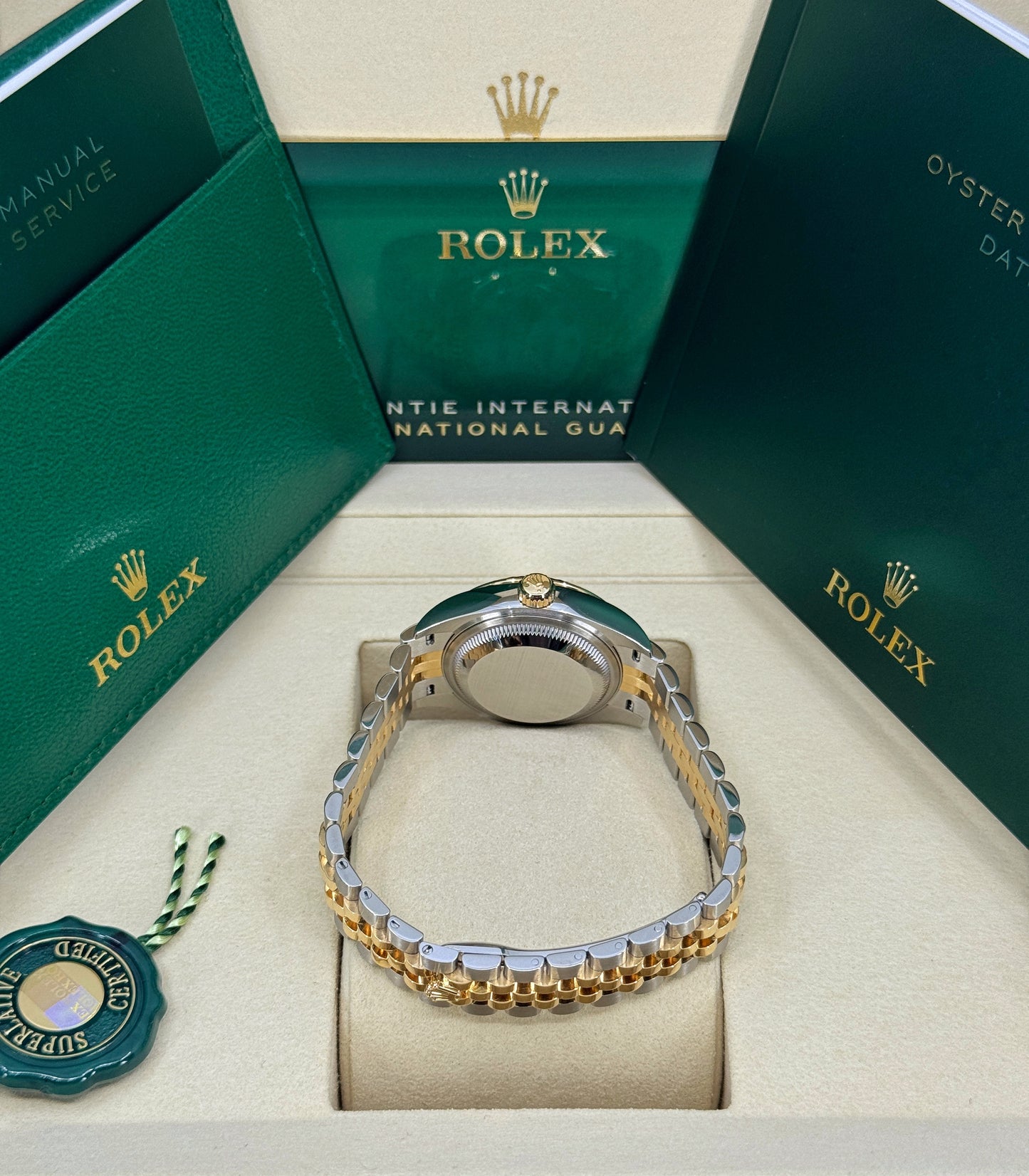 Rolex Lady-Datejust 28mm, 18k YG & Stainless Steel, Mother of Pearl Diamond, Jubilee, Ref# 279173-0013, dated 2025