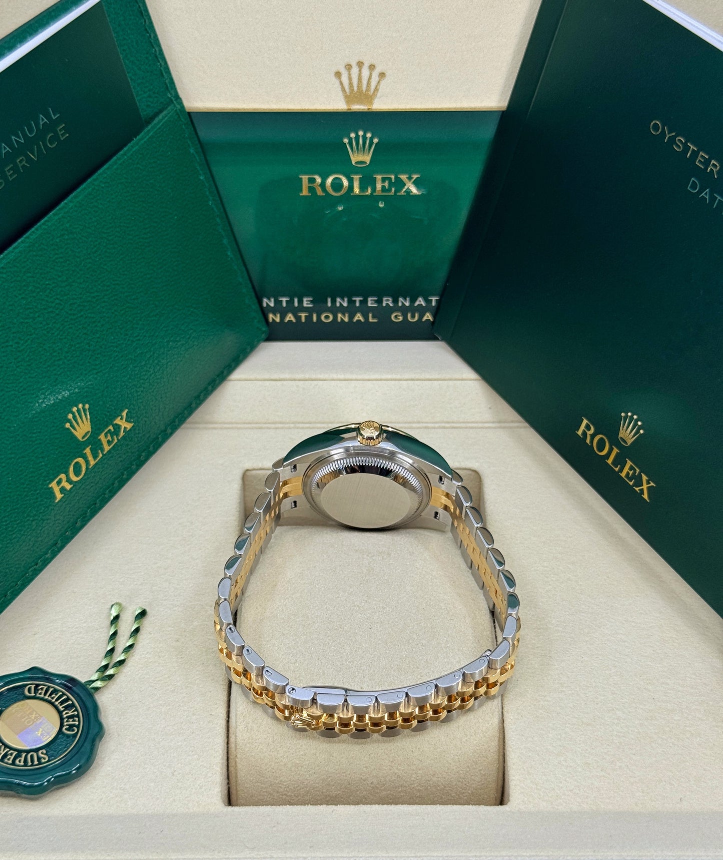 Rolex Lady-Datejust 28mm, 18k YG & Stainless Steel, Mother of Pearl Diamond, Jubilee, Ref# 279173-0013, dated 2026