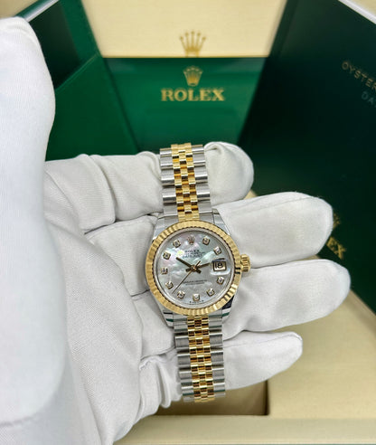 Rolex Lady-Datejust 28mm, 18k YG & Stainless Steel, Mother of Pearl Diamond, Jubilee, Ref# 279173-0013, dated 2026