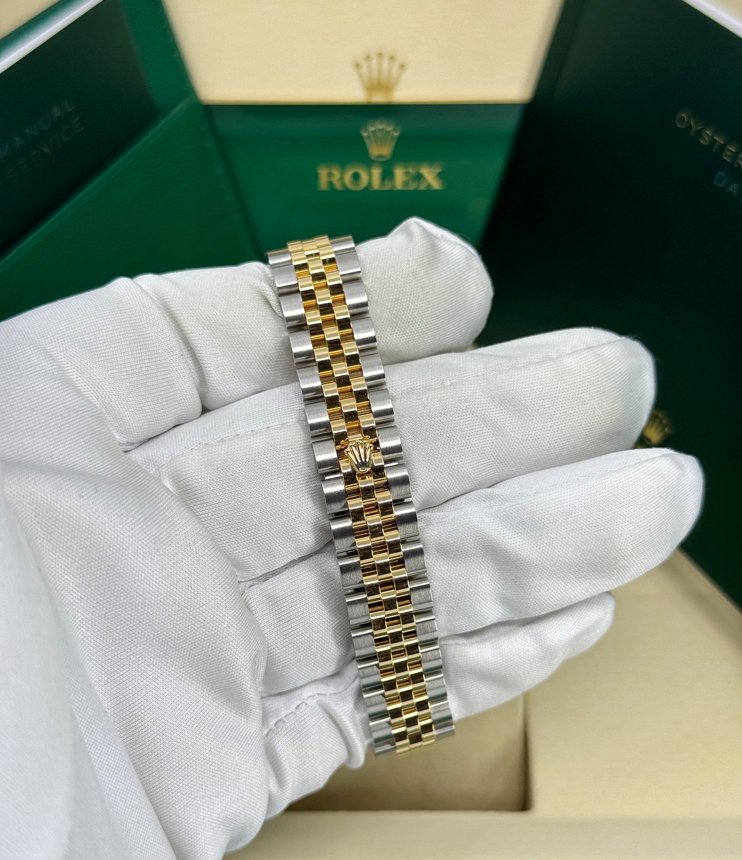 Rolex Lady-Datejust 28mm, 18k YG & Stainless Steel, Mother of Pearl Diamond, Jubilee, Ref# 279173-0013, dated 2025