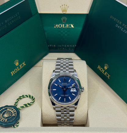 Rolex Datejust 36mm, Stainless Steel, Blue, Jubilee, Ref# 126234-0017, dated 2025