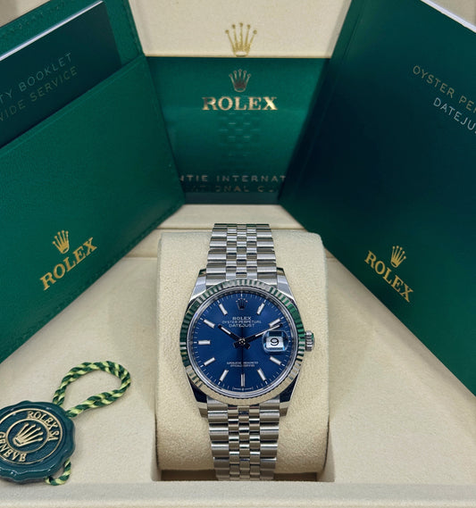 Rolex Datejust 36mm, Stainless Steel, Blue, Jubilee, Ref# 126234-0017, dated 2025