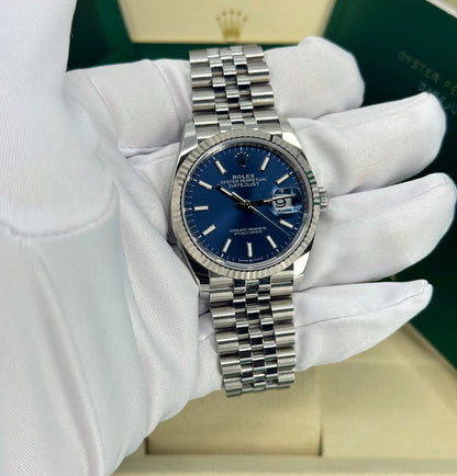 Rolex Datejust 36mm, Stainless Steel, Blue, Jubilee, Ref# 126234-0017, dated 2025