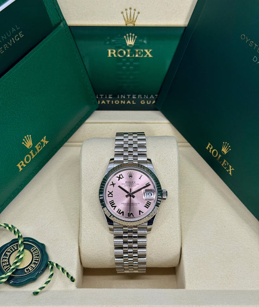 Rolex Datejust 31mm, Stainless Steel, Pink Roman, Jubilee, Ref# 278274-0020, dated 2025