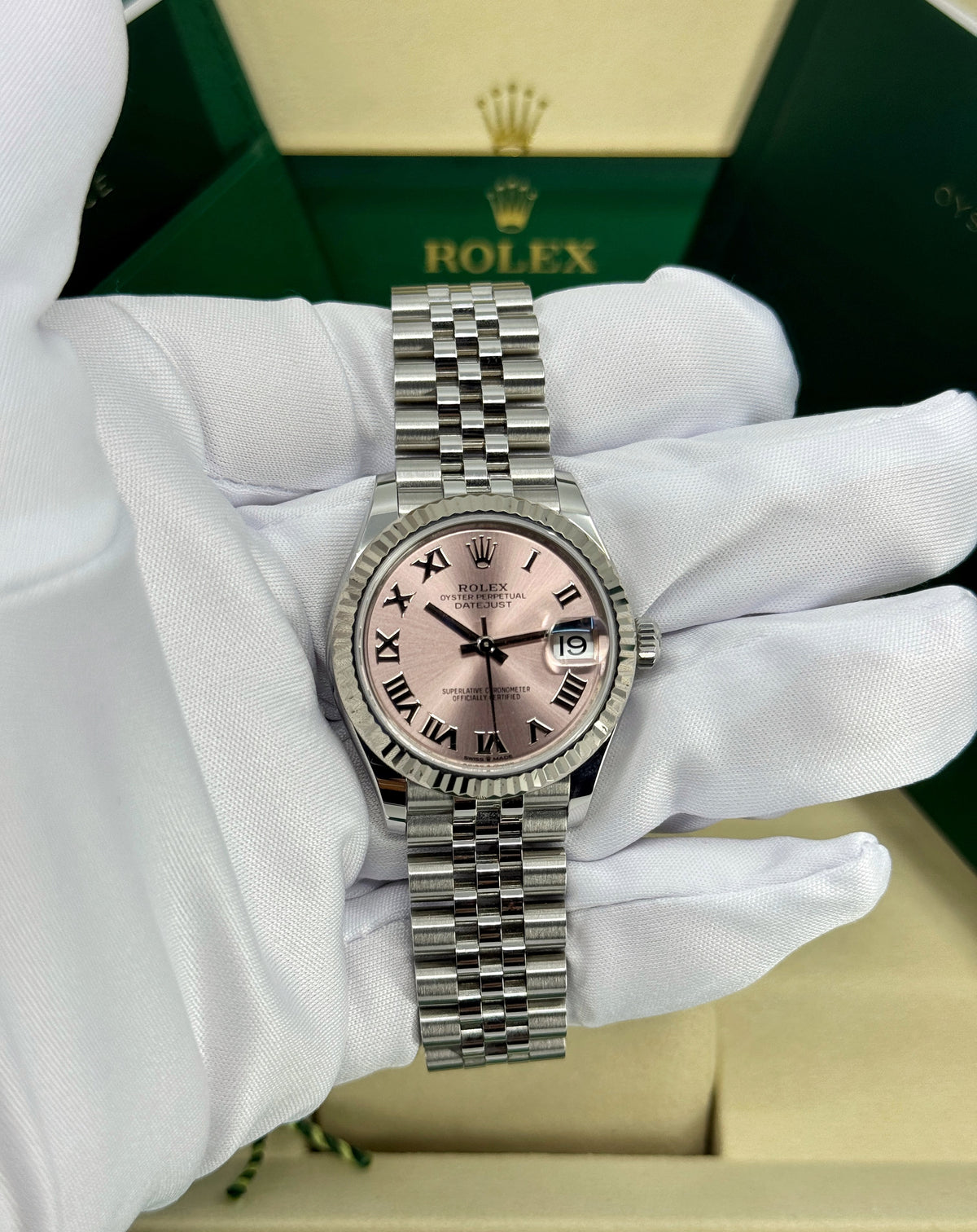 Rolex Datejust 31mm, Stainless Steel, Pink Roman, Jubilee, Ref# 278274-0020, dated 2026