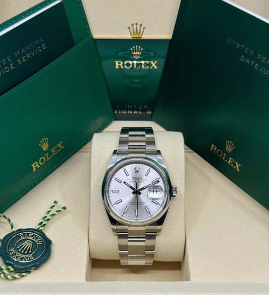 Rolex Datejust 36mm, Stainless Steel, Silver, Oyster, Ref# 126200-0002, dated 2025