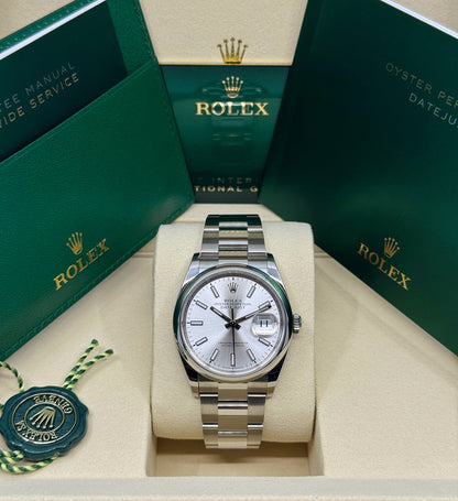Rolex Datejust 36mm, Stainless Steel, Silver, Oyster, Ref# 126200-0002, dated 2025