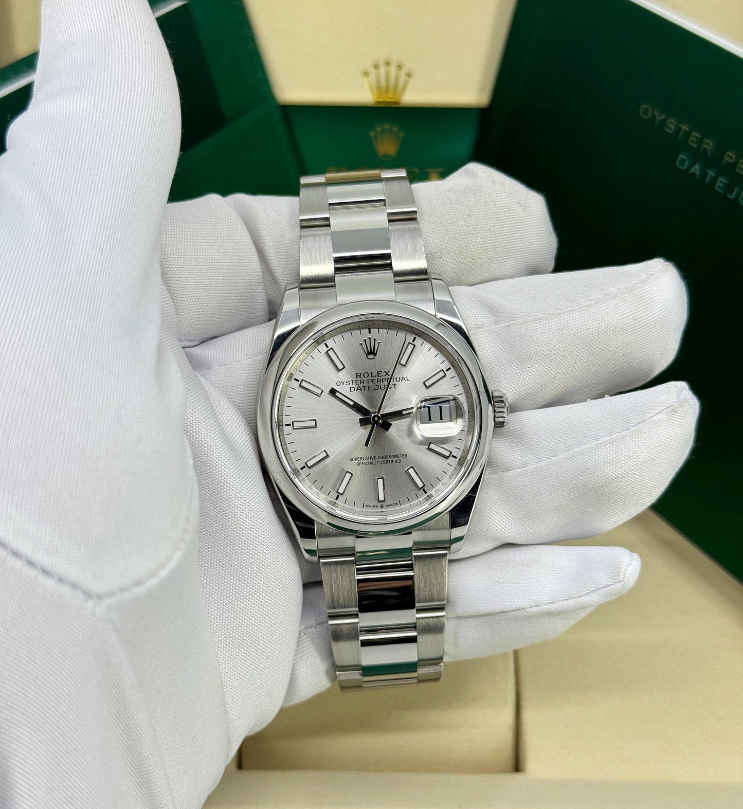 Rolex Datejust 36mm, Stainless Steel, Silver, Oyster, Ref# 126200-0002, dated 2025