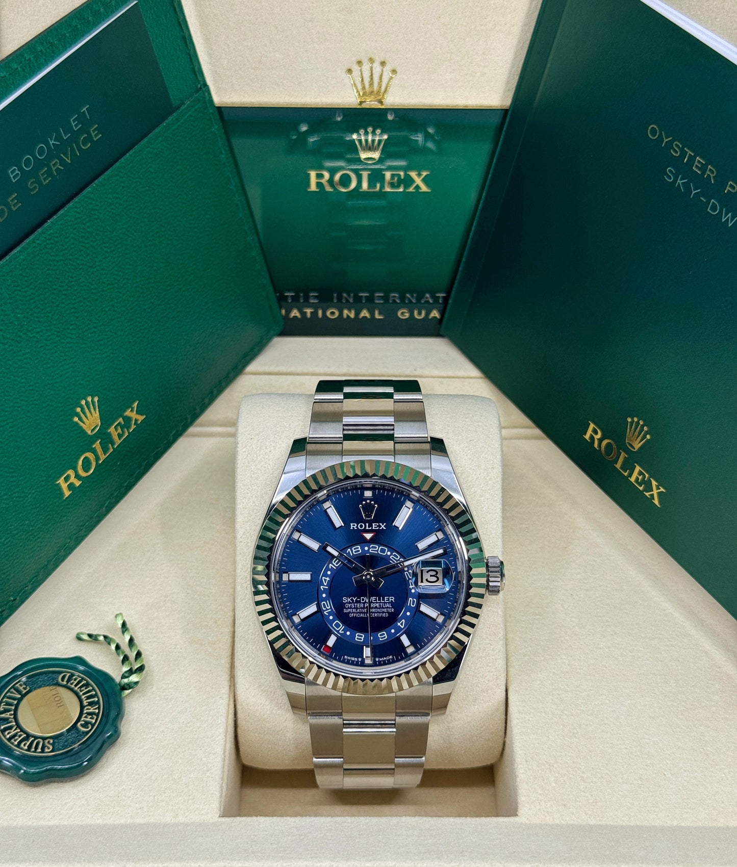 Rolex Sky-Dweller 42mm, 18k WG & Stainless Steel, Blue, Oyster, Ref# 336934-0005, dated 2025