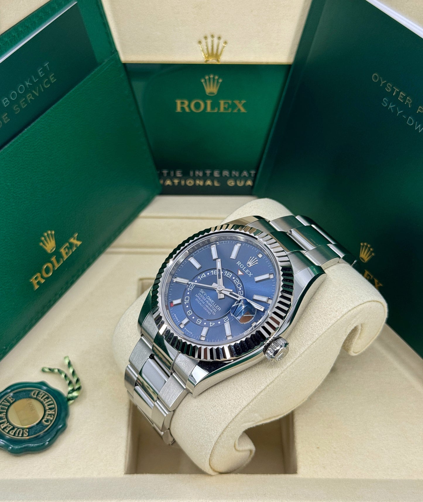 Rolex Sky-Dweller 42mm, 18k WG & Stainless Steel, Blue, Oyster, Ref# 336934-0005, dated 2025