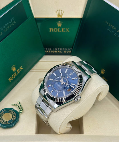 Rolex Sky-Dweller 42mm, 18k WG & Stainless Steel, Blue, Oyster, Ref# 336934-0005, dated 2025