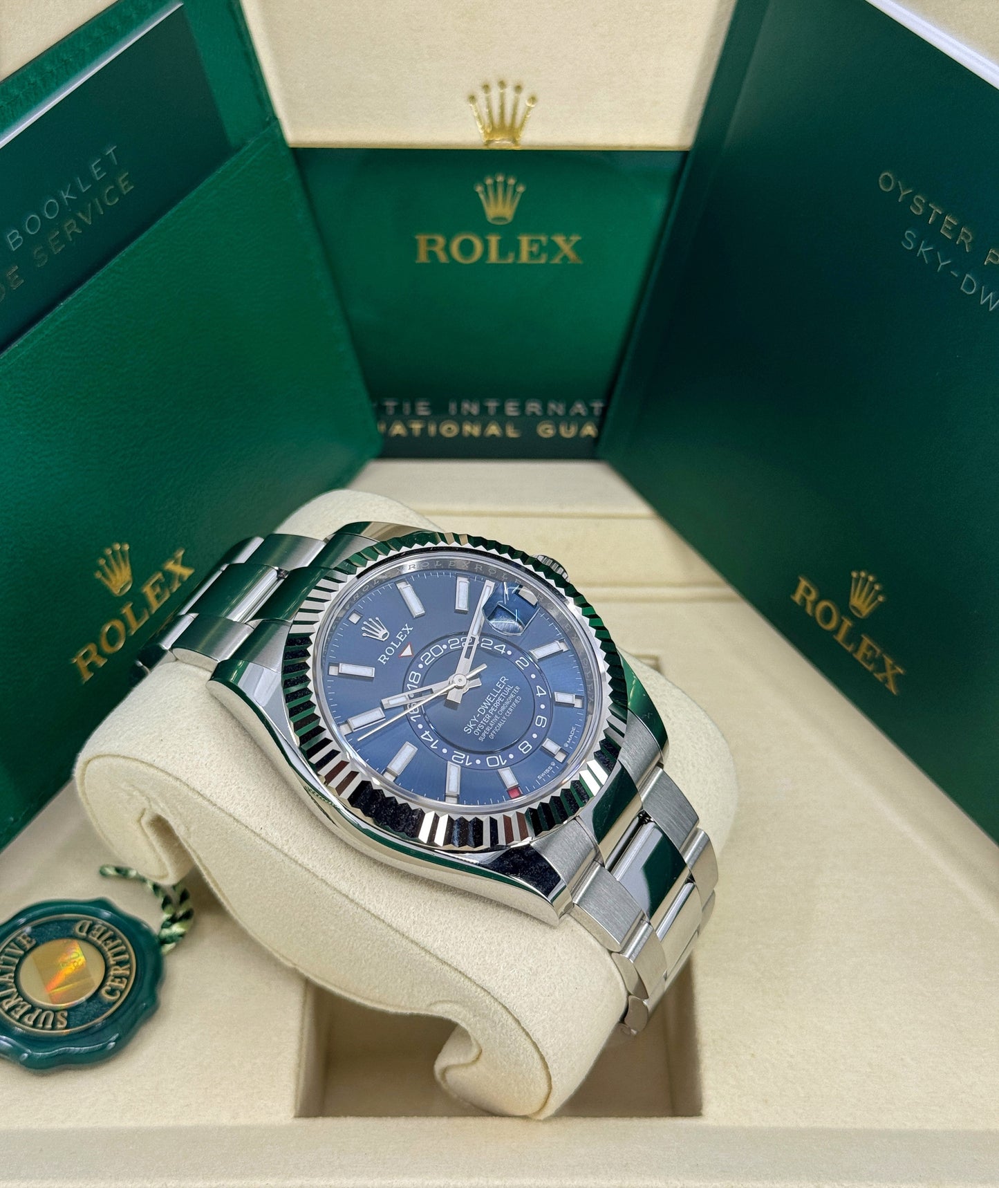 Rolex Sky-Dweller 42mm, 18k WG & Stainless Steel, Blue, Oyster, Ref# 336934-0005, dated 2025