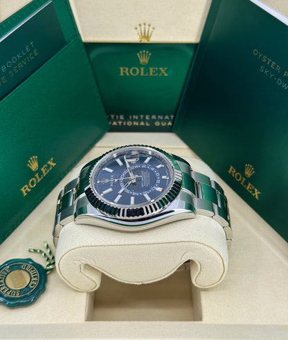 Rolex Sky-Dweller 42mm, 18k WG & Stainless Steel, Blue, Oyster, Ref# 336934-0005, dated 2025