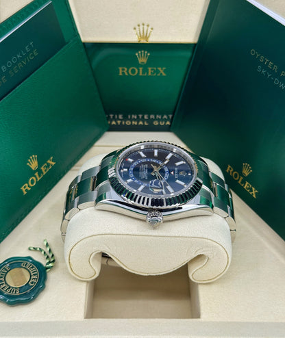 Rolex Sky-Dweller 42mm, 18k WG & Stainless Steel, Blue, Oyster, Ref# 336934-0005, dated 2025