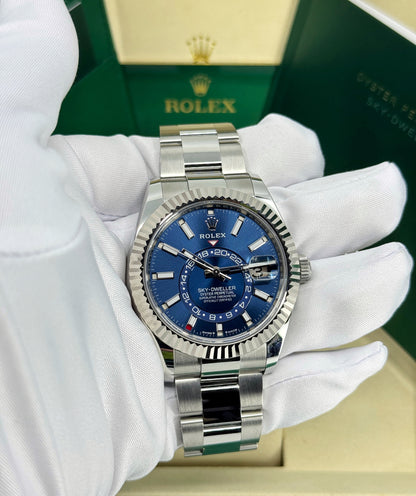 Rolex Sky-Dweller 42mm, 18k WG & Stainless Steel, Blue, Oyster, Ref# 336934-0005, dated 2025