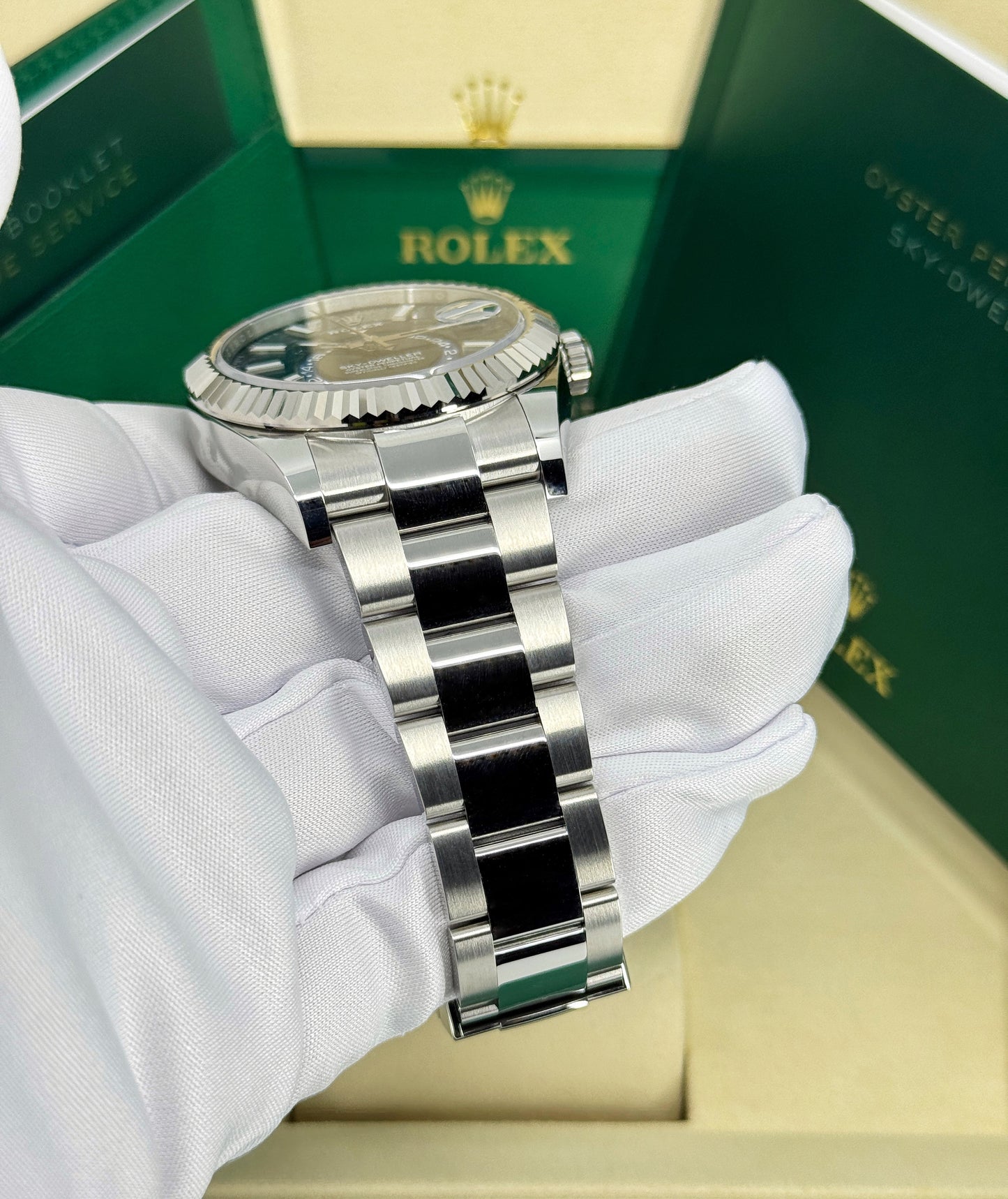 Rolex Sky-Dweller 42mm, 18k WG & Stainless Steel, Blue, Oyster, Ref# 336934-0005, dated 2026