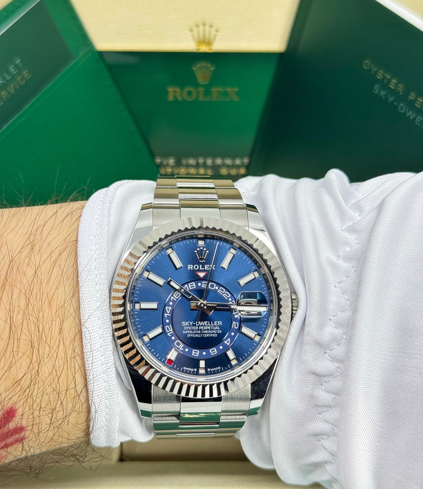 Rolex Sky-Dweller 42mm, 18k WG & Stainless Steel, Blue, Oyster, Ref# 336934-0005, dated 2025