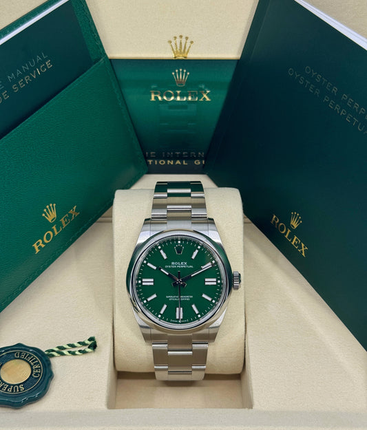 Rolex Oyster Perpetual 41mm, Stainless Steel, Green, Ref# 134300-0004, dated 2025