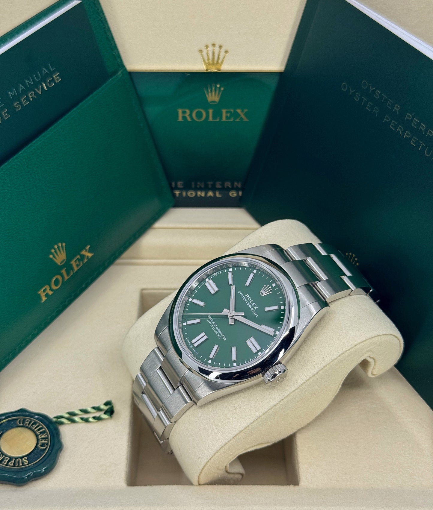 Rolex Oyster Perpetual 41mm, Stainless Steel, Green, Ref# 134300-0004, dated 2025