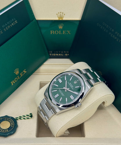 Rolex Oyster Perpetual 41mm, Stainless Steel, Green, Ref# 134300-0004, dated 2026