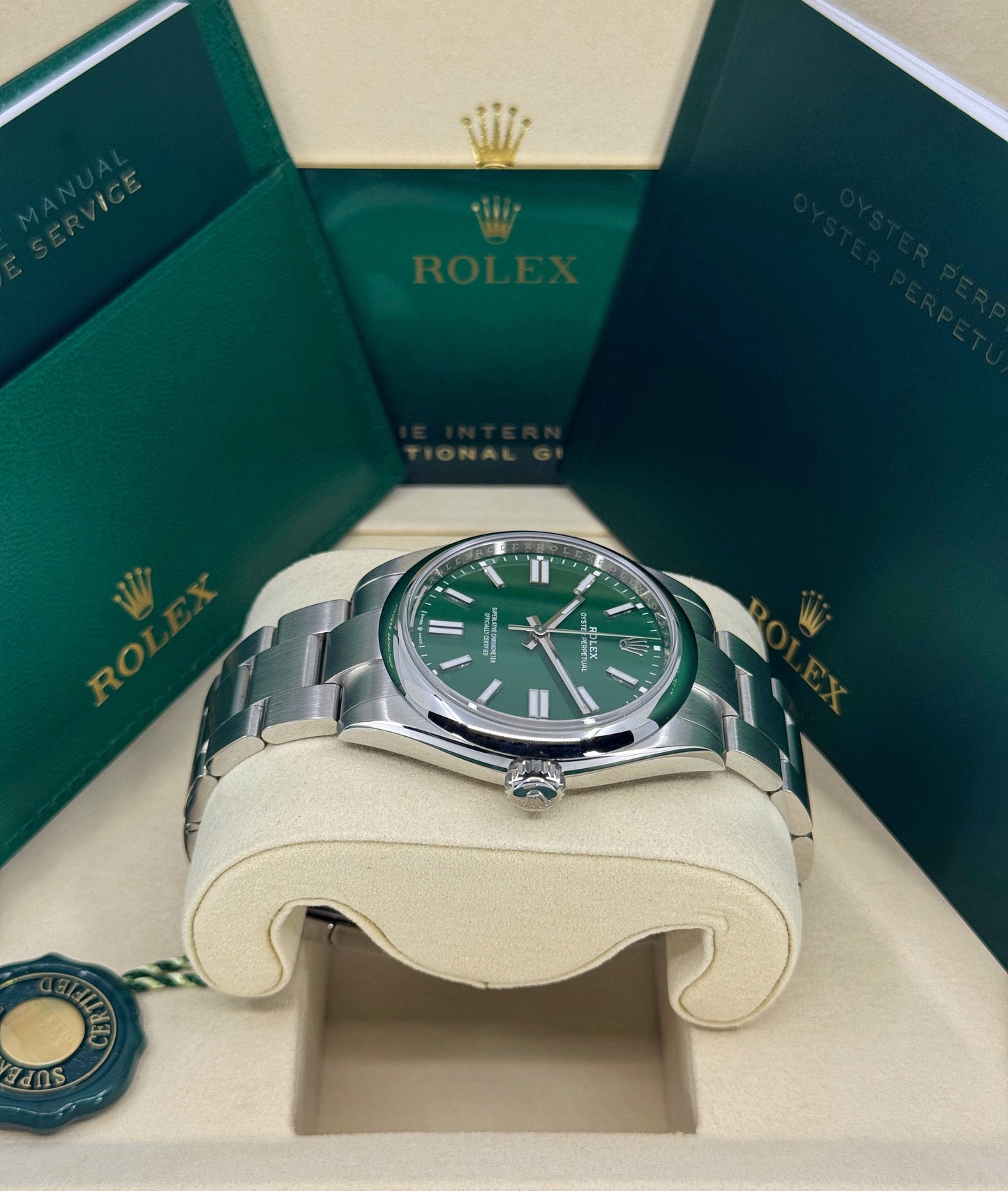 Rolex Oyster Perpetual 41mm, Stainless Steel, Green, Ref# 134300-0004, dated 2025