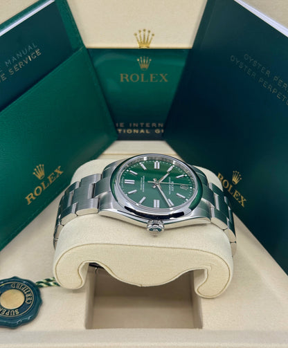 Rolex Oyster Perpetual 41mm, Stainless Steel, Green, Ref# 134300-0004, dated 2026