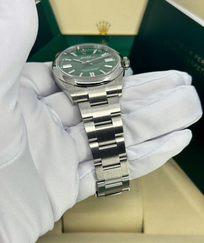 Rolex Oyster Perpetual 41mm, Stainless Steel, Green, Ref# 134300-0004, dated 2025