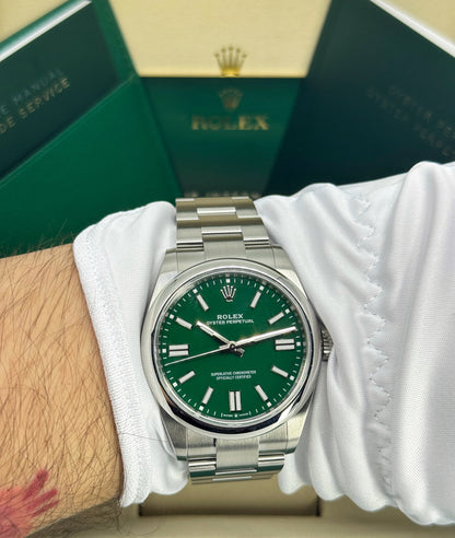 Rolex Oyster Perpetual 41mm, Stainless Steel, Green, Ref# 134300-0004, dated 2025
