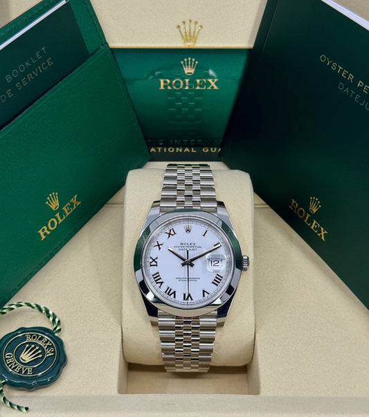 Rolex Datejust 41mm, Stainless Steel, White Roman, Jubilee, Ref# 126300-0016, dated 2025