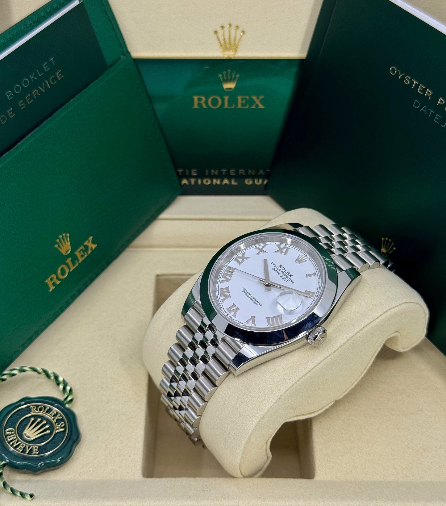 Rolex Datejust 41mm, Stainless Steel, White Roman, Jubilee, Ref# 126300-0016, dated 2025