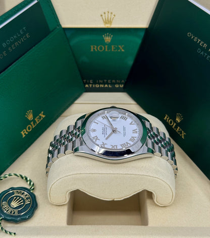 Rolex Datejust 41mm, Stainless Steel, White Roman, Jubilee, Ref# 126300-0016, dated 2025