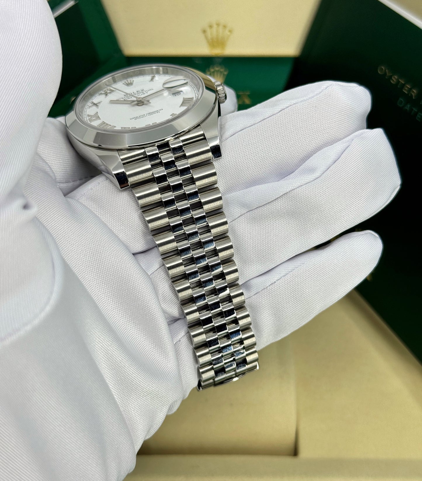 Rolex Datejust 41mm, Stainless Steel, White Roman, Jubilee, Ref# 126300-0016, dated 2025