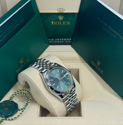 Rolex Datejust 36mm, Stainless Steel, Green, Jubilee, Ref# 126234-0051, dated 2026