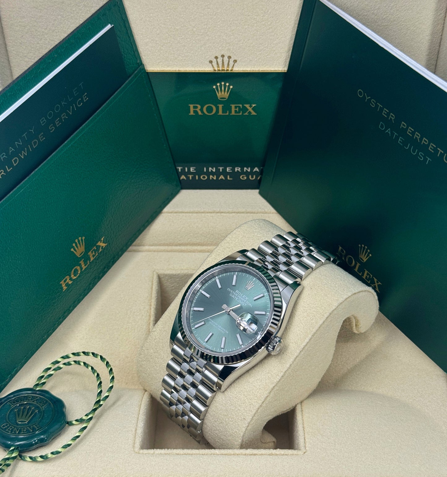 Rolex Datejust 36mm, Stainless Steel, Green, Jubilee, Ref# 126234-0051, dated 2024