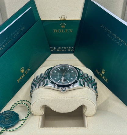 Rolex Datejust 36mm, Stainless Steel, Green, Jubilee, Ref# 126234-0051, dated 2024