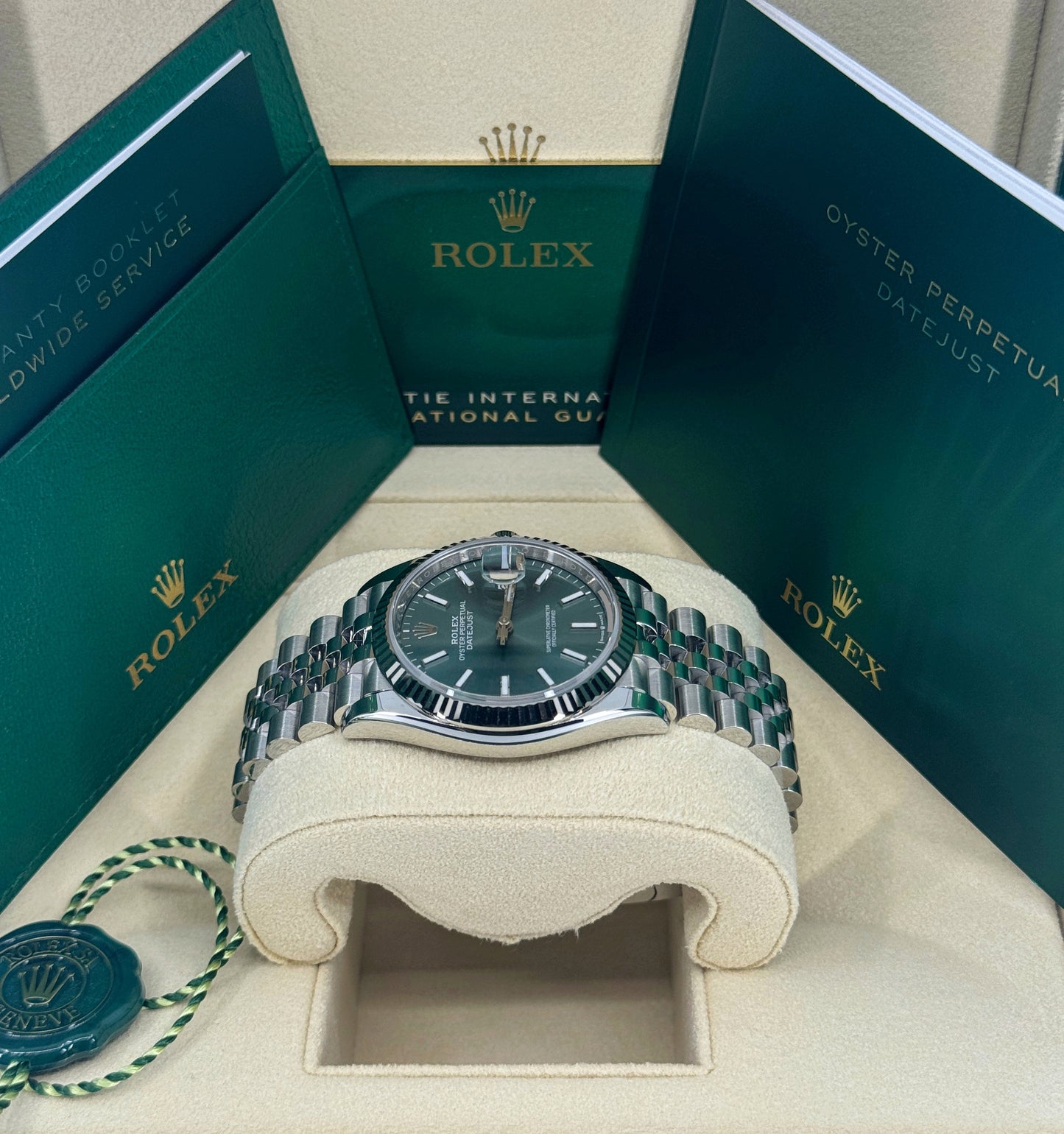 Rolex Datejust 36mm, Stainless Steel, Green, Jubilee, Ref# 126234-0051, dated 2024