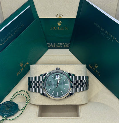 Rolex Datejust 36mm, Stainless Steel, Green, Jubilee, Ref# 126234-0051, dated 2024