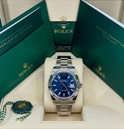 Rolex Datejust 41mm, Stainless Steel, Blue, Oyster, Ref# 126334-0001, dated 2024